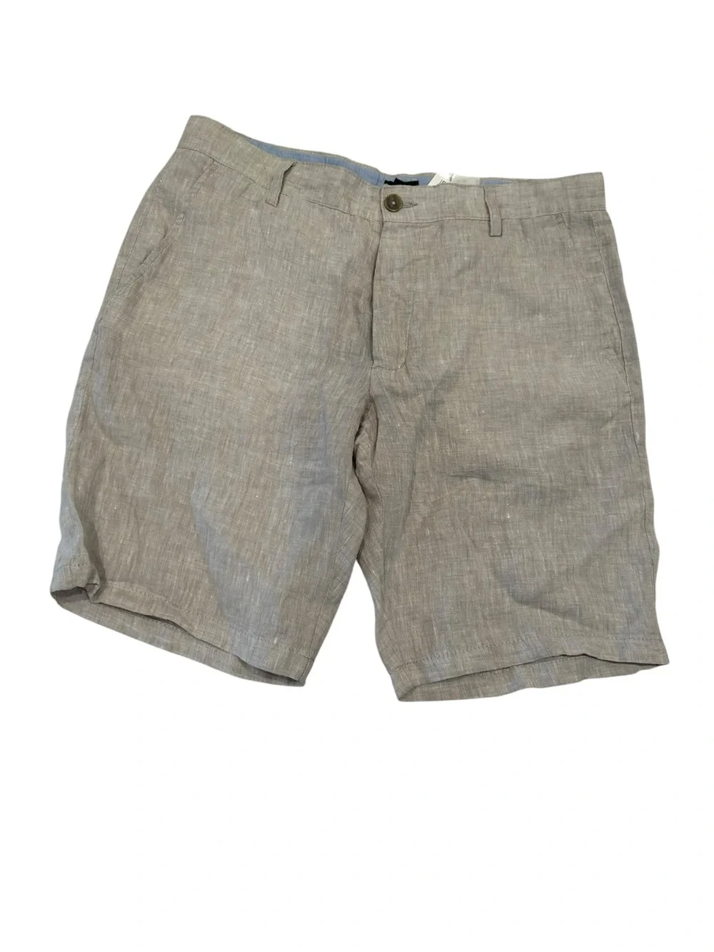 H&M New NWT Light Gray Linen 100%  Flat Front Shorts 34 R